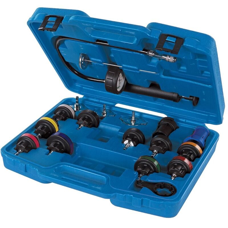 foto del prodotto 647951 kit universale tester di pressione del radiatore, multicolore, set di 18 pezzi silverline