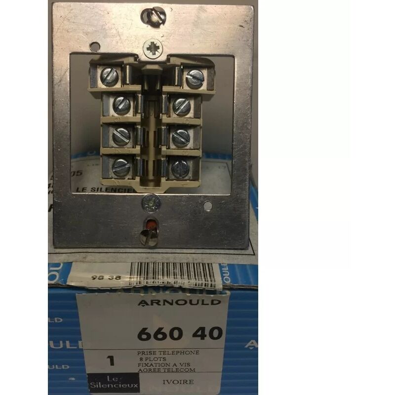 foto del prodotto 66040 presa telefonica 8 pin a vite approvata per telecomunicazioni silent ivory arnould