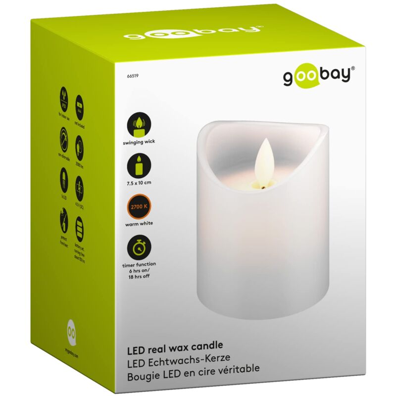 foto del prodotto 66519 candela di cera a led alta 10 cm, bianca, bella e sicura soluzione di illuminazione per molti ambienti come casa e loggia, uffici, scuole o