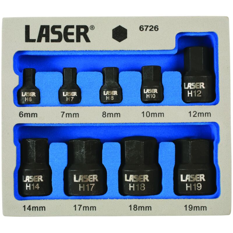 foto del prodotto 6726 set di punte per bussole esagonali a basso profilo 9 pz. laser
