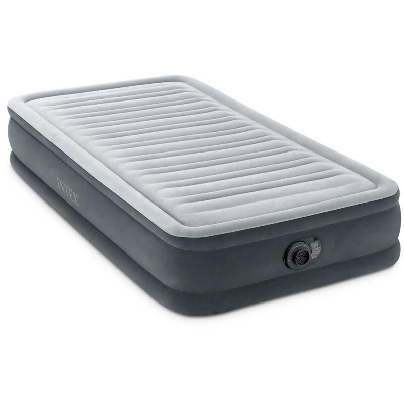 foto del prodotto 67766nd materasso gonfiabile dura beam comfort plush singolo, con pompa elettrica incorporata, pvc, grigio, 99x191x33 cm intex