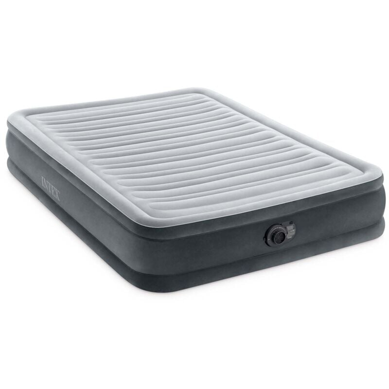 foto del prodotto 67768nd - materasso gonfiabile dura-beam comfort plush piazza e mezza con pompa elettrica incorporata, pvc, grigio, 137x191x33 cm - intex