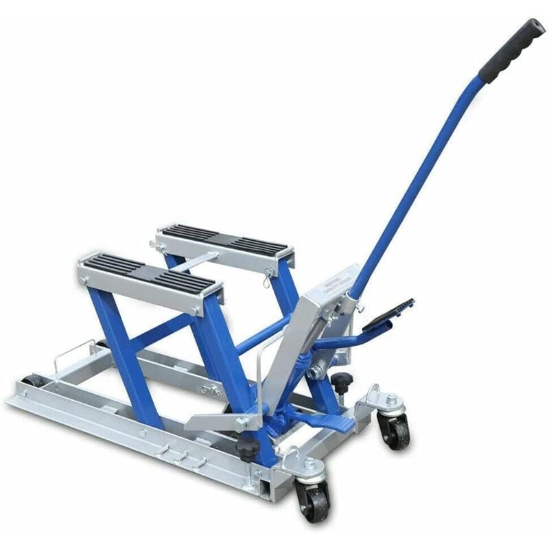 foto del prodotto 680 kg, sollevatore per moto, 12 38,7 cm, altezza regolabile, per moto, blu, argento, ideale per riparazioni di moto in officine o officine