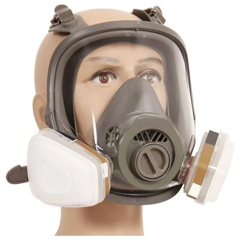 foto del prodotto 6800 respiratore a pieno facciale, casco con visiera protettiva per verniciatura, vapori organici e polveri, due tipi di connettori