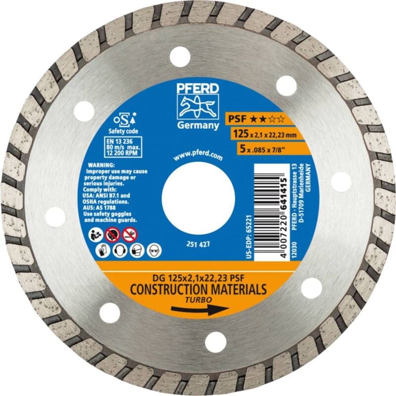 foto del prodotto 68012222 dg psf disco diamantato diametro 125 mm foro 22.23 mm 1 pz. pferd