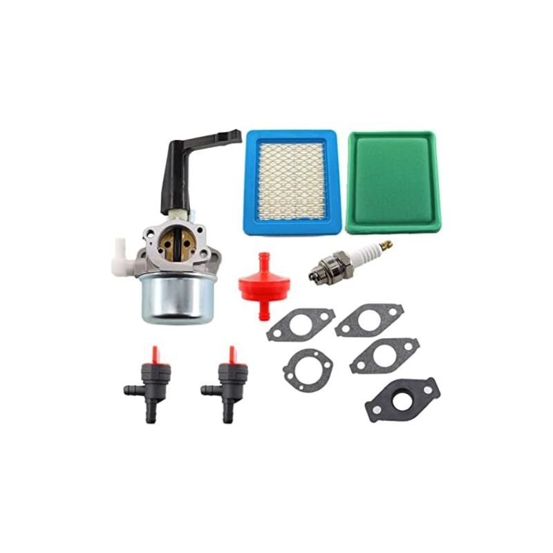 foto del prodotto 696065 carburatore con guarnizione filtro aria yl 991 filtro carburante yl 999 candela yl 721 compatibile con motozappa 697422 110412 110402 con 2x