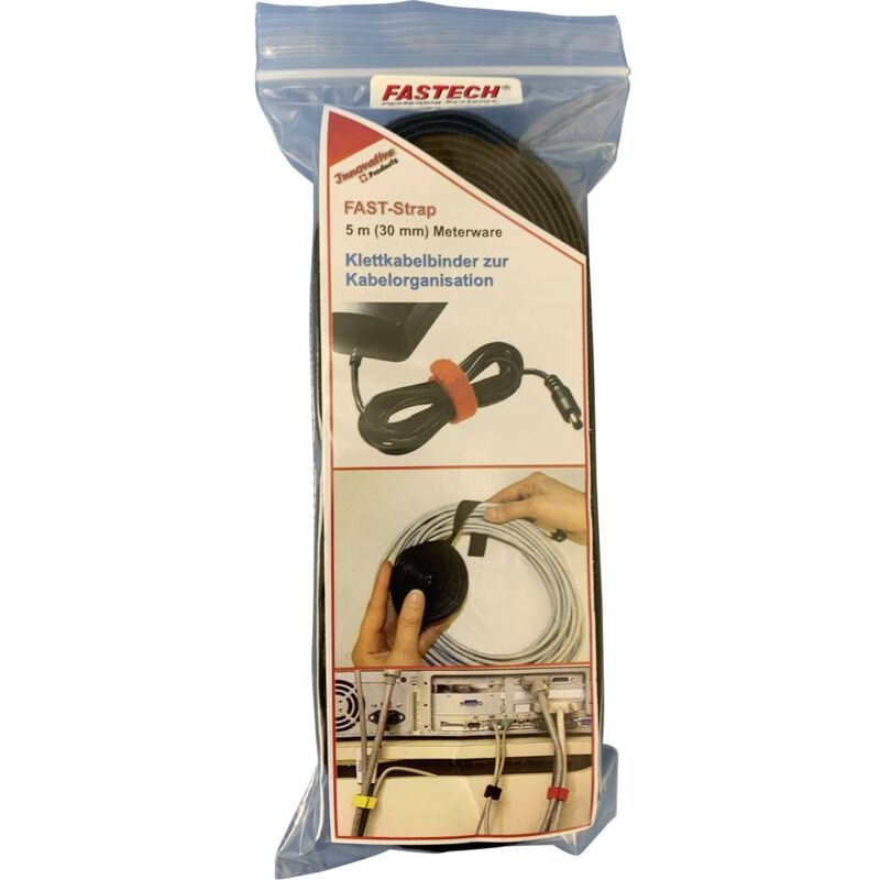 foto del prodotto 698 330 bag nastro a strappo per raggruppare lato morbido e lato rigido l x l 5000 mm x 30 mm nero 5 m fastech