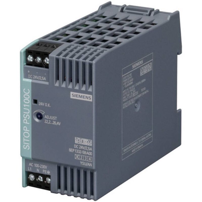 foto del prodotto 6ep13325ba00 alimentatore per guida din 24 v dc 2.5 a 60 w num. uscite 1 x contenuto 1 pz. siemens