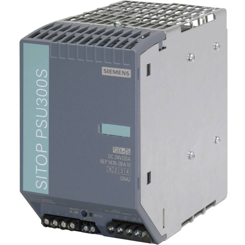 foto del prodotto 6ep14362ba10 alimentatore per guida din 24 v dc 20 a 480 w num. uscite 1 x contenuto 1 pz. siemens