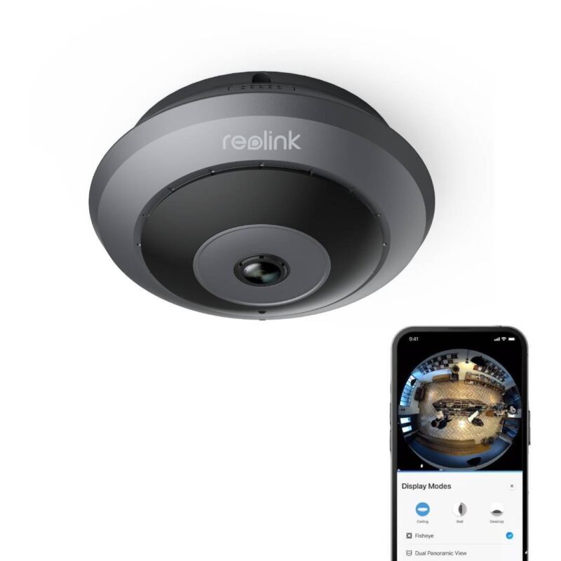 foto del prodotto 6mp wifi 2.4 5ghz telecamera fisheye, panoramica a 360 , rilevamento intelligente, audio bidirezionale, archiviazione locale, visione notturna ir,