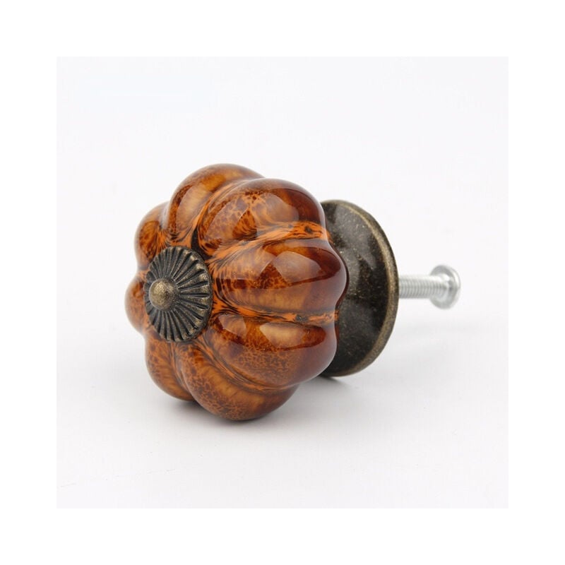 foto del prodotto 6pcs pomelli per ceramica zucca, maniglie per porte in antica per armadi da cucina arancione leopardo