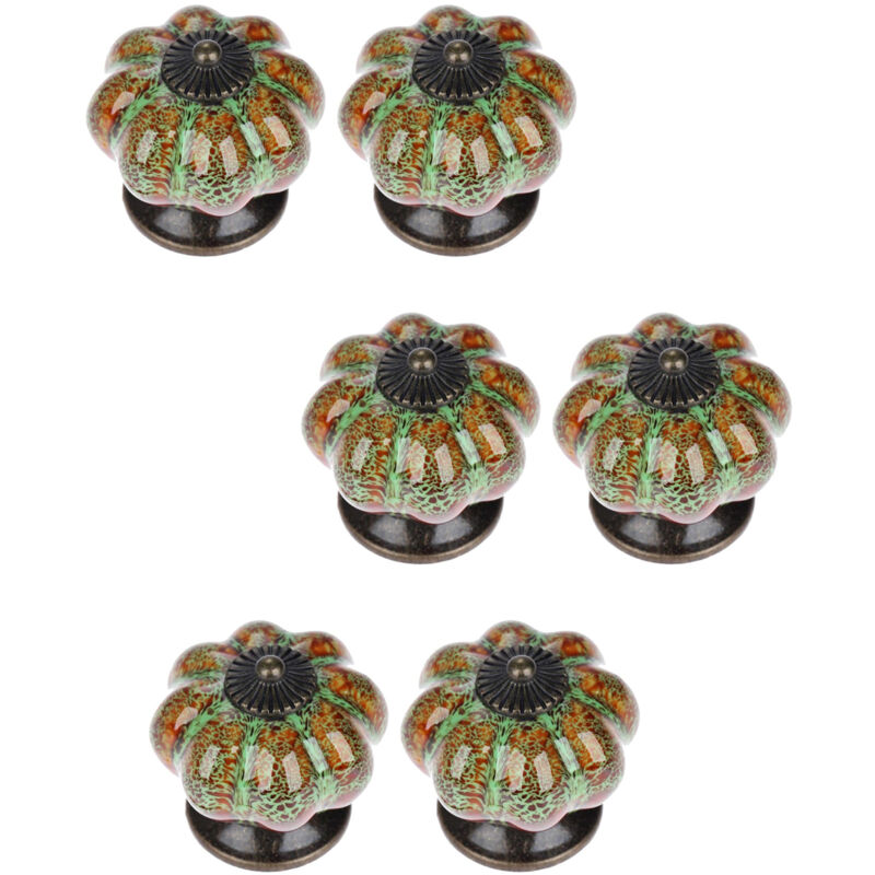 foto del prodotto 6pcs pomelli per ceramica zucca, maniglie per porte in antica per armadi da cucina verde leopardo