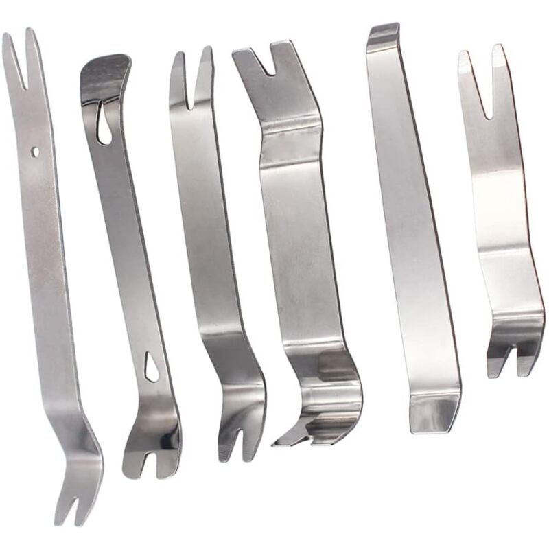 foto del prodotto 6pcs stainless steel car removal tool for car interior door audio radio panel dashboard strong removal kit, heavy duty