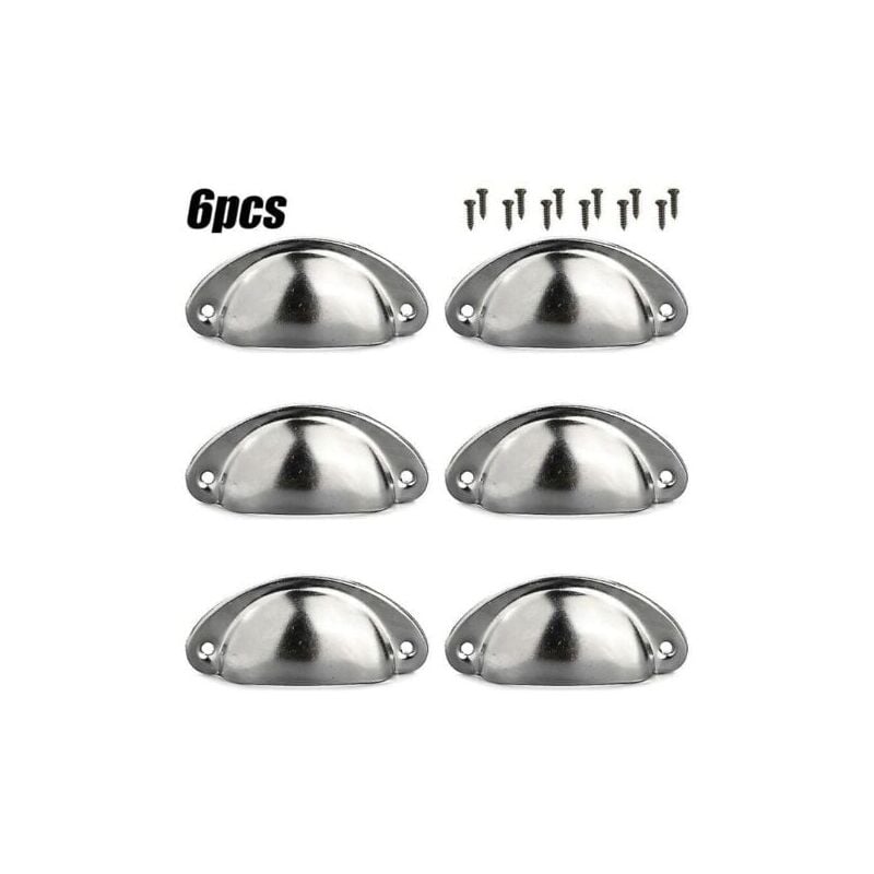 foto del prodotto 6pz maniglie a tazza conchiglia tirare cucina armadietto porta mobili cassetto manopole argento