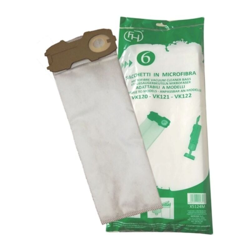foto del prodotto 6pz sacchetti aspirapolvere folletto vk 120 121 122 in microfibra compatibili