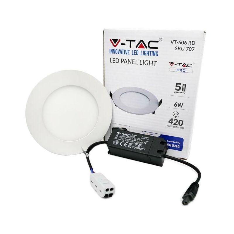foto del prodotto 6w led pannello premium samsung chip rotondo 4000k luce naturale