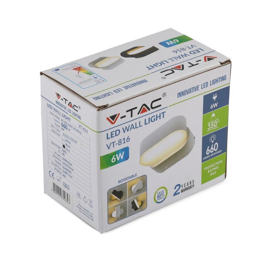 foto del prodotto 6w led wall light grey grey body ip65 movable 4000k
