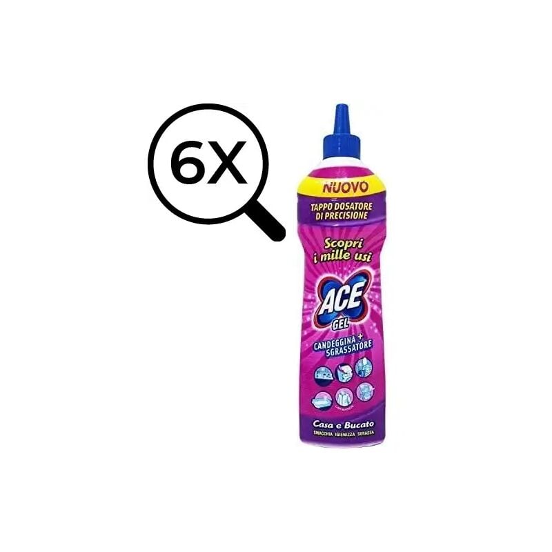 foto del prodotto 6x ace gel candeggina sgrassatore 500ml casa bucato, precisione e pulizia