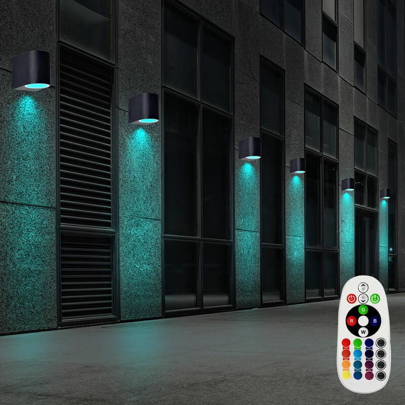 foto del prodotto 6x applique da parete lampade da esterno illuminazione telecomando in un set che include lampadine a led rgb