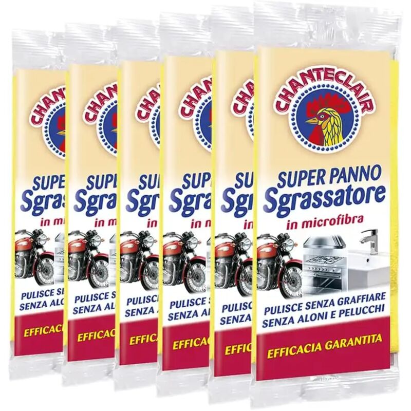 foto del prodotto 6x chanteclair super panno sgrassatore in microfibra zero aloni e pelucchi