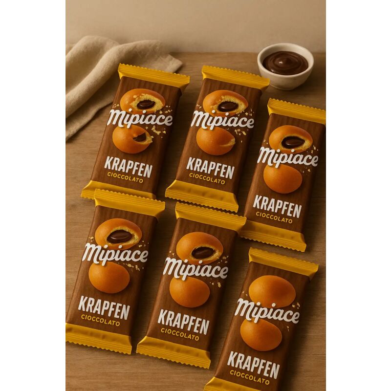 foto del prodotto 6x confezioni krapfen al cioccolato 210g 30 pezzi totali merenda morbida