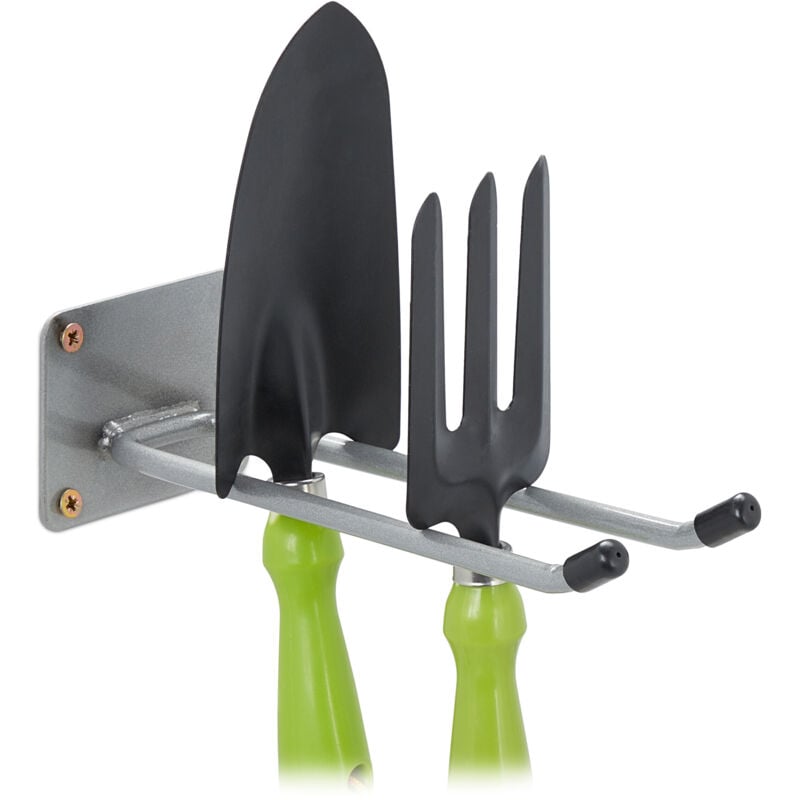 foto del prodotto 6x gancio porta attrezzi da giardino, l: 24 cm, appendi accessori giardinaggio, portaoggetti officina, argentato