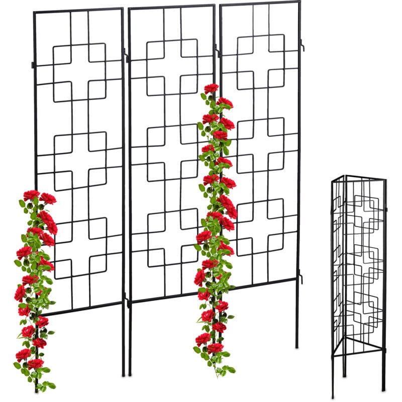 foto del prodotto 6x griglie per piante rampicanti, pannelli da piantare, 122 x 30,5 cm, traliccio per giardinaggio, nero