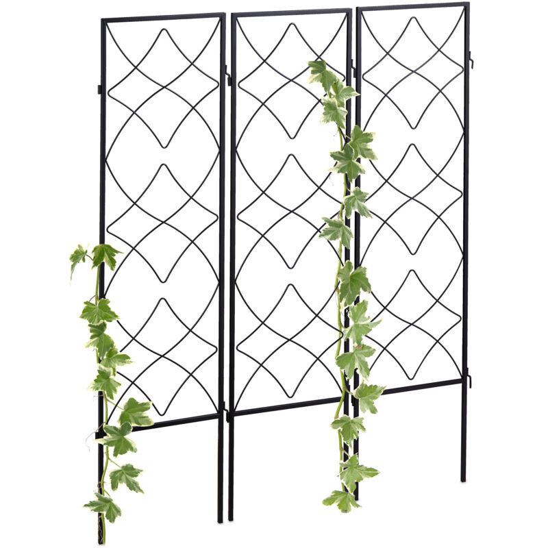 foto del prodotto 6x griglie per rampicanti, pannelli da piantare per piante, 122 x 31 cm, traliccio giardinaggio, nero