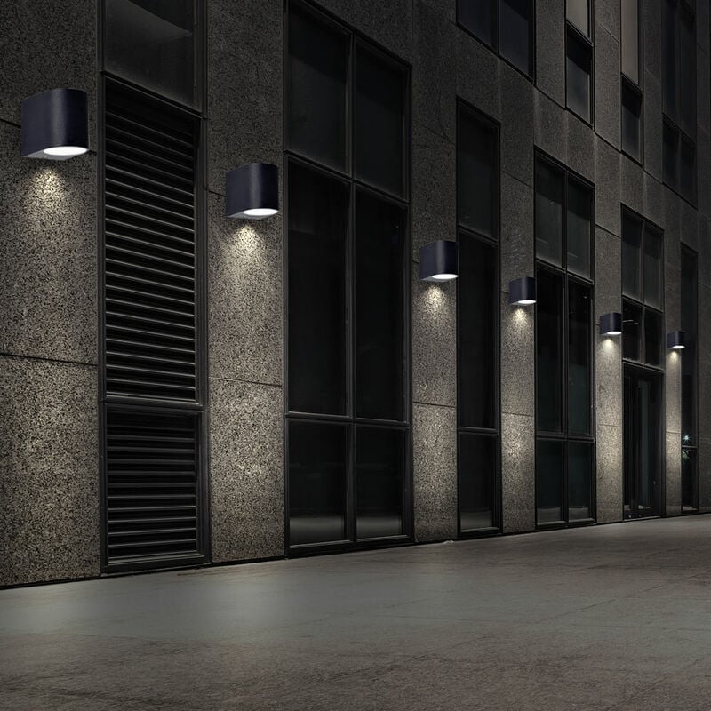 foto del prodotto 6x lampade da parete a led per esterni alu luci da veranda in vetro faretti da giardino neri