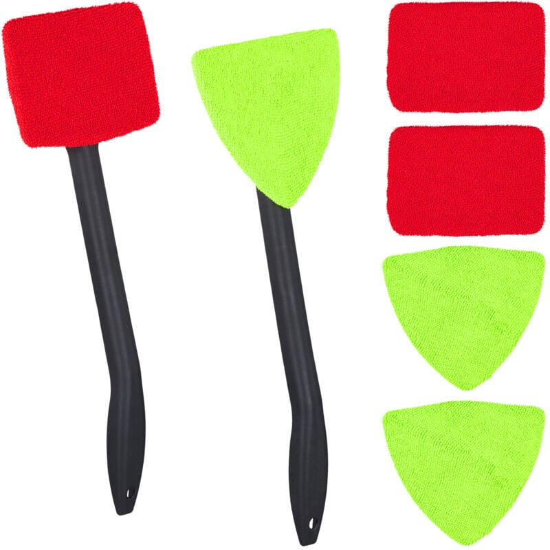 foto del prodotto 6x lavavetri auto per interni, set di lava parabrezza con manico, 18 panni in microfibra, kit pulizia automobile, nero