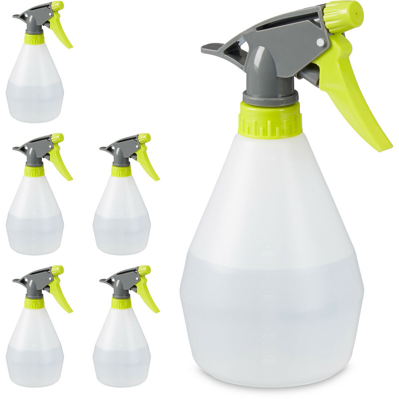 foto del prodotto 6x spruzzino nebulizzatore, set da 6, 500 ml, bottiglietta spray, spruzzo nebulizzante e a getto, plastica, bianco