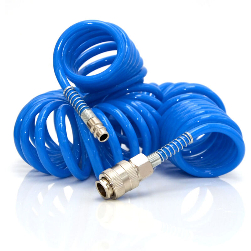 foto del prodotto 7,5m tubo a spirale aria compressa 1 4' 10 bar raccordo compressore flessibile