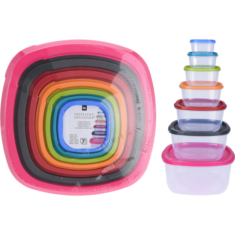 foto del prodotto 7 box contenitori per alimenti pp con coperchio schiscette