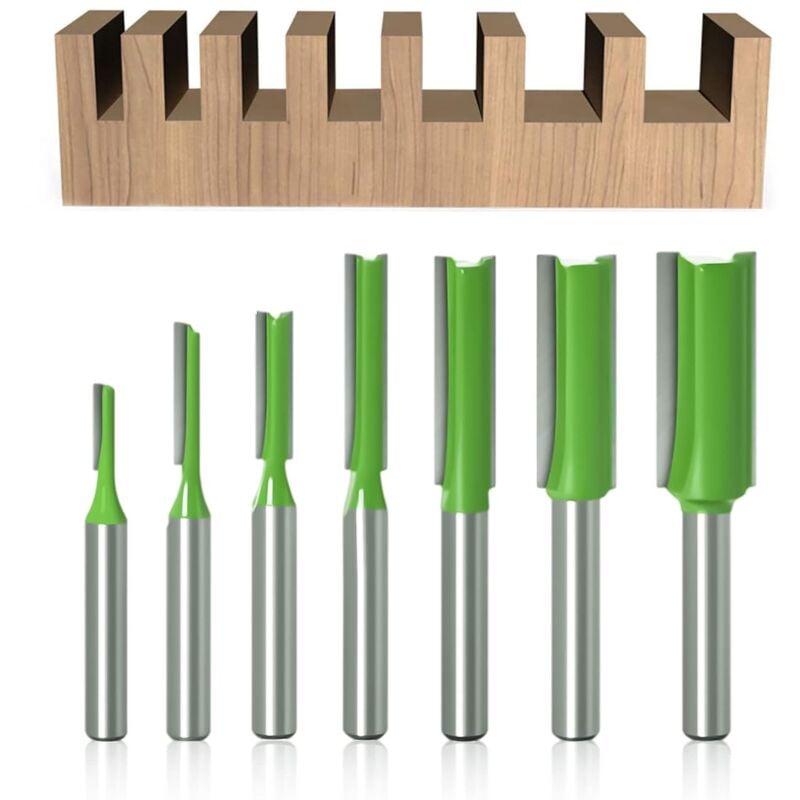 foto del prodotto 7 pezzi 6 mm gambo dritto fresa, utensile per lavorazione del legno in carburo di tungsteno, 3 mm 4 mm 5 mm 6 mm 8 mm 10 mm 12 mm
