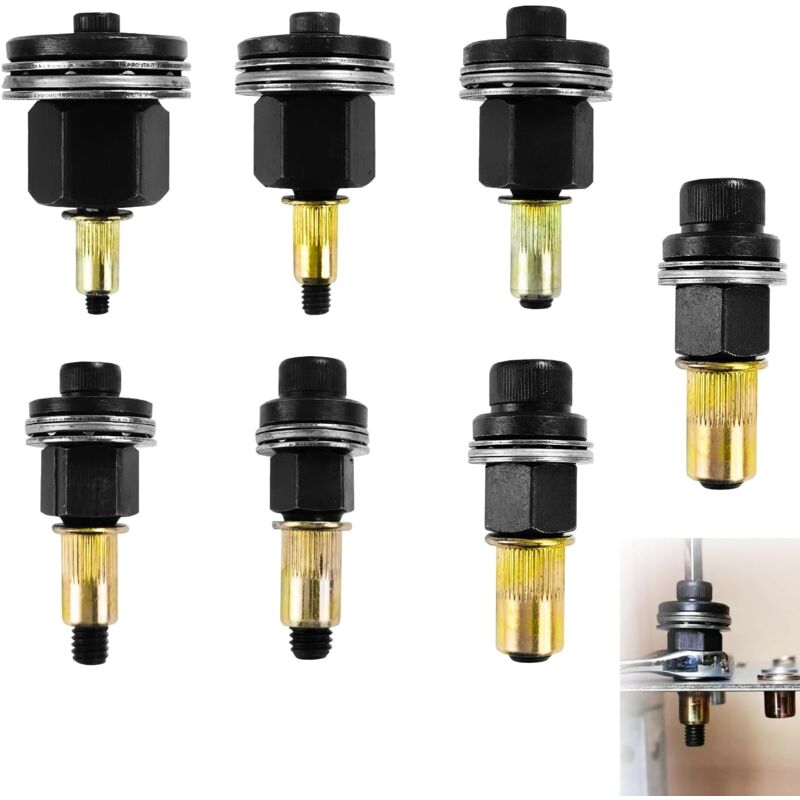 foto del prodotto 7 pezzi dadi per rivetti manuali, adatti per kit di teste per rivetti manuali m3 m4 m5 m6 m8 m10 m12, dado per rivetti pneumatici in acciaio,