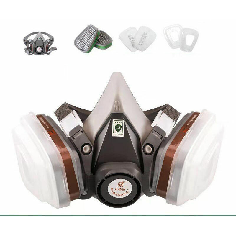foto del prodotto 7 pz set 6200 maschera antigas mezza faccia anti polvere gas chimico vernice spray odore fumo protezione maschera decorazione