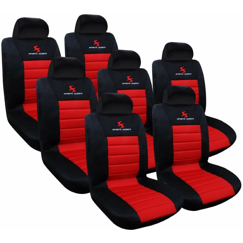 foto del prodotto 7 pz set coprisedili universali auto seat cover protege sedile rosso woltu