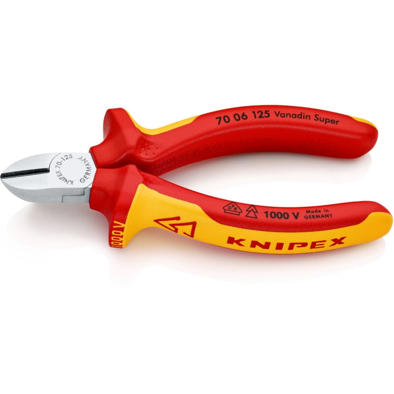foto del prodotto 70 06 125 vde tronchese laterale con sfaccettatura 125 mm knipex