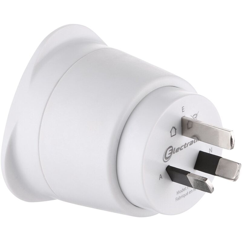 foto del prodotto 70050 adattatore da viaggio francia europa ad australia cina 2 pin europa a 3 pin australia, bianco electraline