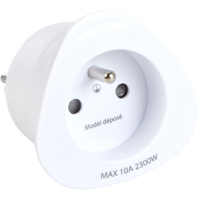 foto del prodotto 70051 adattatore da viaggio da francia europa a italia a 2 pin europa a 3 pin, colore bianco electraline