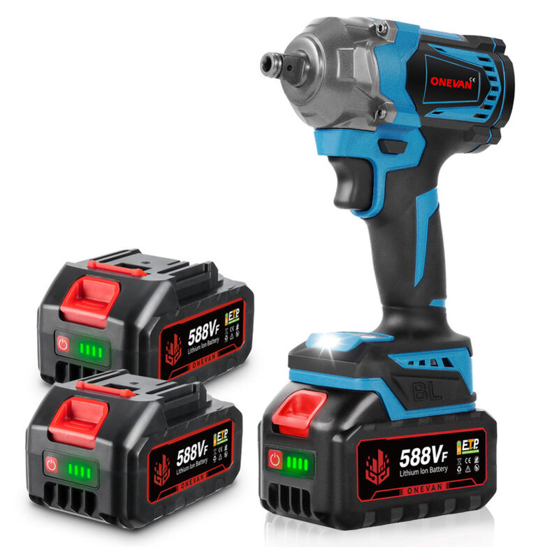 foto del prodotto 700n.m chiavi a impulsi avvitatore elettrico senza spazzole 3 funzioni con 2 batterie onevan
