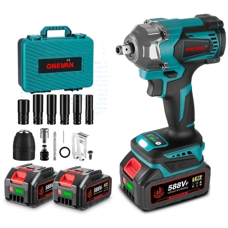 foto del prodotto 700nm avvitatore a percussione chiavi a impulsi con 2 batterie 12 accessorio cassetta degli attrezzi