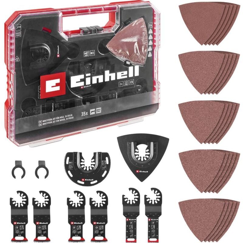 foto del prodotto 708136 xlplus-case hcs, ossido di alluminio, acciaio al cromo vanadio kit di accessori per multiutensile 1 kit - einhell