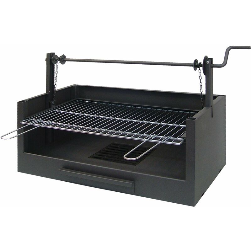 foto del prodotto 71508 cassetto grill elevato, griglia in acciaio inox 63 x 75 x 42 cm, nero imex el zorro