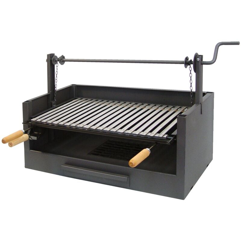 foto del prodotto 71509 cassetto barbecue ascensore, griglia inox, 73 x 40 x 50 cm, colore nero imex el zorro