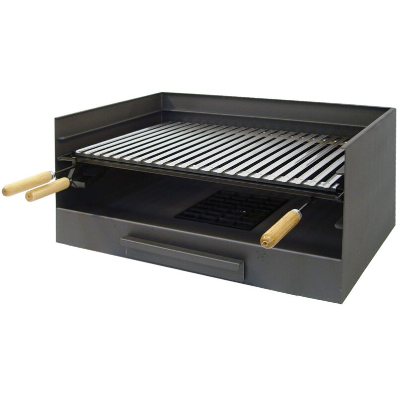 foto del prodotto 71514 cassetto per barbecue in acciaio inox con griglia, 50 x 40 x 33 cm imex el zorro