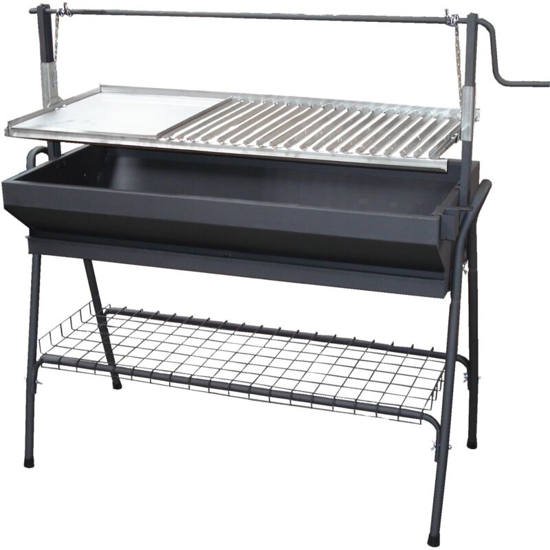 foto del prodotto 71764 barbecue con griglia e sollevatore, nero, 80 x 50 x 115 cm imex el zorro