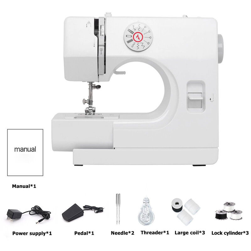 foto del prodotto 725 mini macchina da cucire domestica elettrica 12 punti macchina da cucire con pedale spina europea - dewin