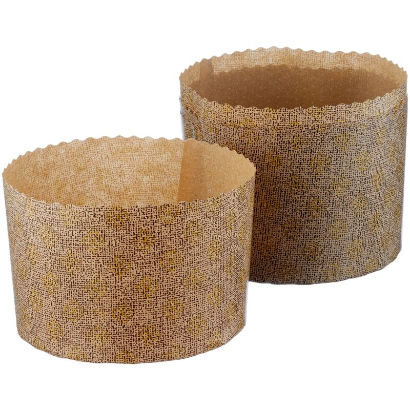 foto del prodotto 746505, stampi usa e getta per panettone, marrone, un pacco con 5 pezzi ibili