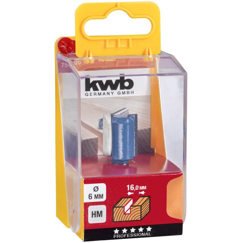 foto del prodotto 7549-20 hm groove cutter professional (per legno, ø 16mm, lunghezza di lavoro 20mm, gambo 8mm, abbinando tutto usuale fresatura a mano), blu / grigio - kwb